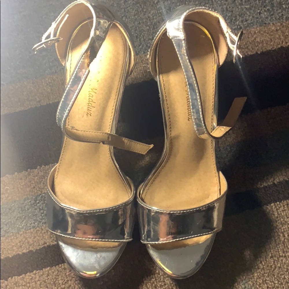 Silver platform heels